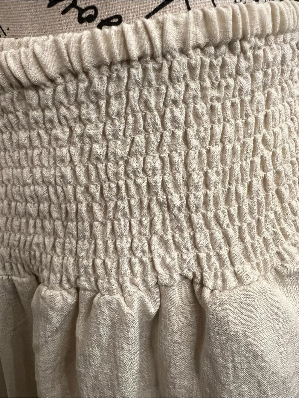 Zara Cream Smocked Waist Wide-Leg Joggers